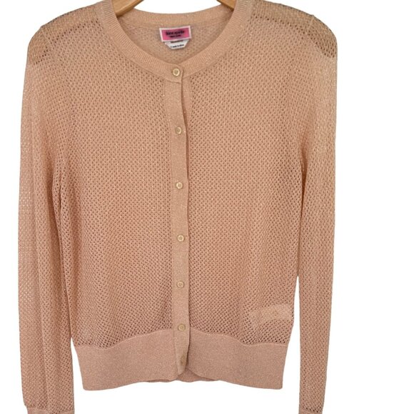 Kate Spade New York Womens Cardigan Sweater size Small pink sparkle cropped - Picture 6 of 10